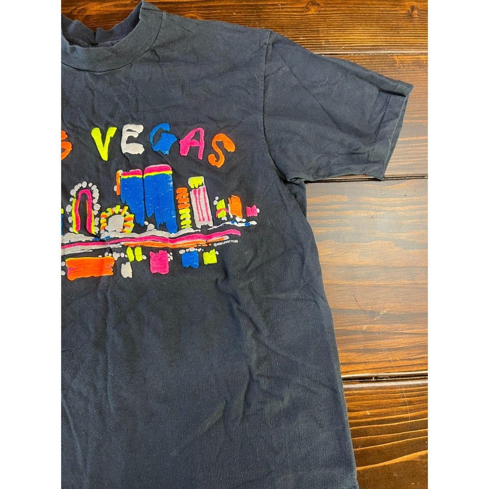 Hanes Shirt Womens Large Black Las Vegas Neon 1989 Lifestyles, Vintage - Picture 3 of 11
